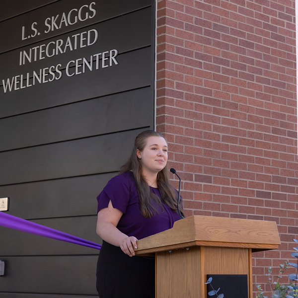 Quincy Stewart, ASW President, speaking at Grand Opening of L.S. Skaggs Integrated Wellness Center.