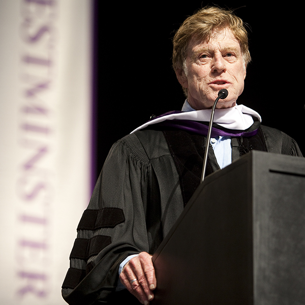 Robert Redford at Westminster's commencement, 2013