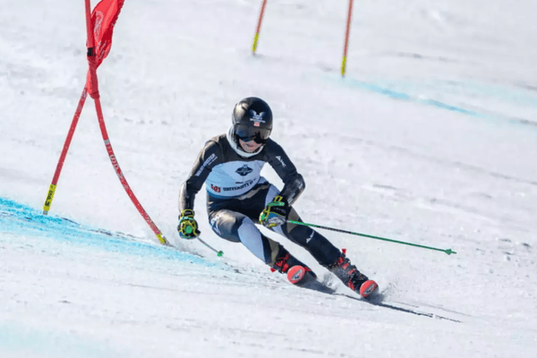 Westminster University student-athlete participating in alpine skiing