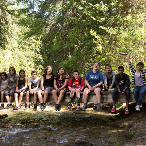 Outdoor Program students sitting on log