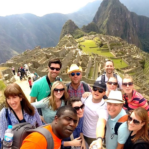 Group in Peru on top of mountain