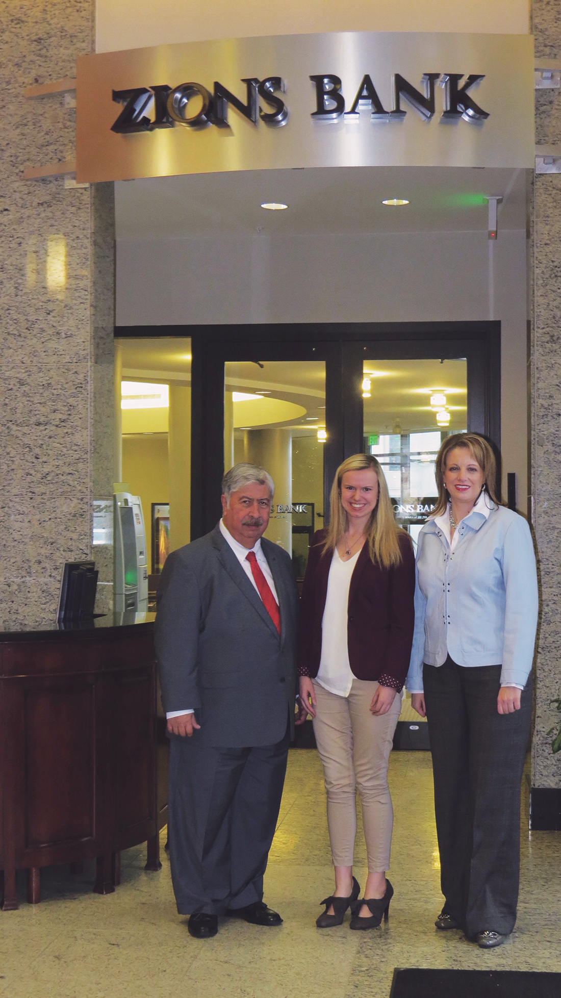 Zions Bank with people in front