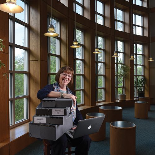 Sara Shaw in library