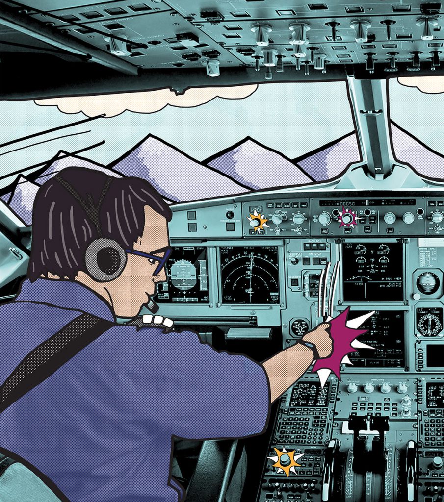 pilot in airplane illustration