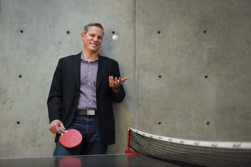 Mark Ferne playing ping pong