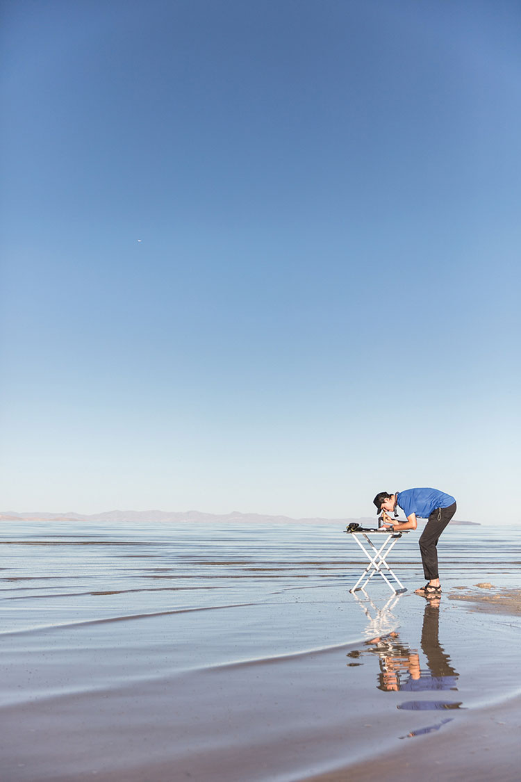 student studying the great sale lake