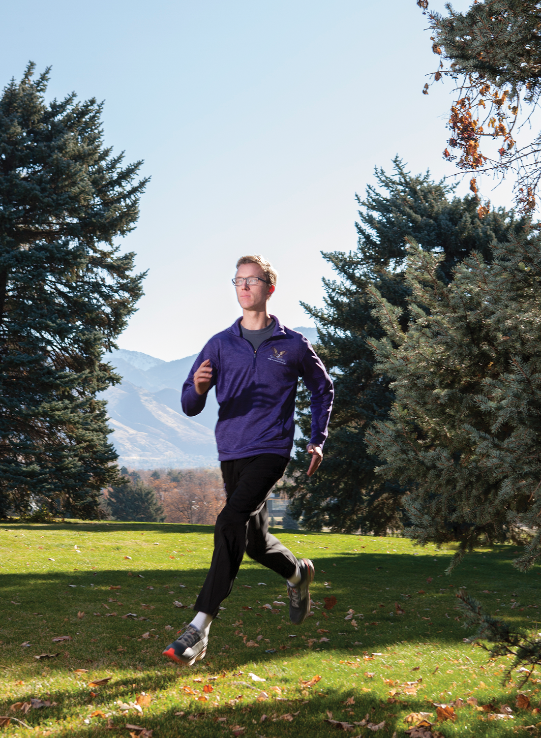 Eric Mellmer running at Sugar House park. 