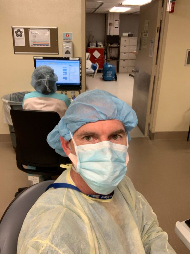 James Stimpson, director of the Westminster Master of Science in Nurse Anesthesia program, on duty in New York