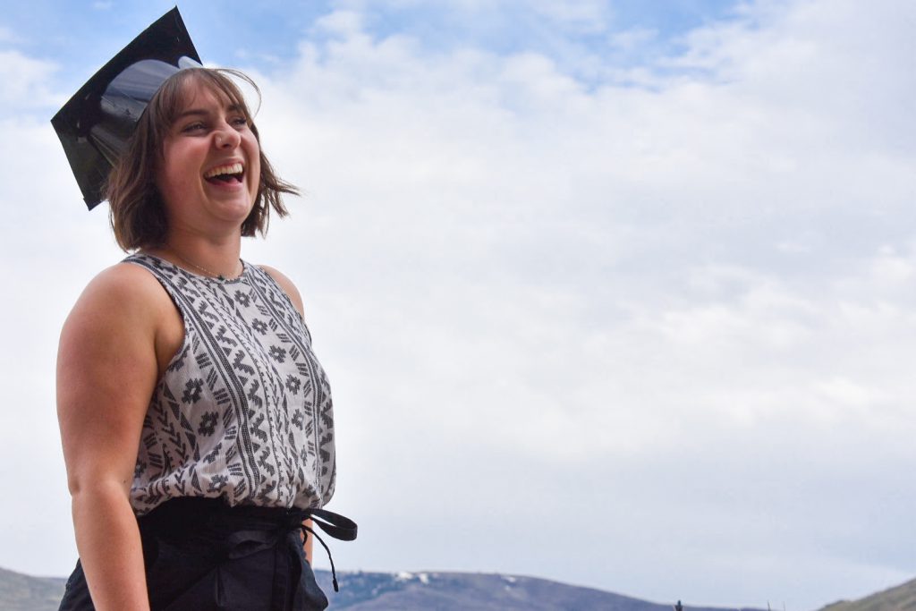 Maggie Regier in graduation cap