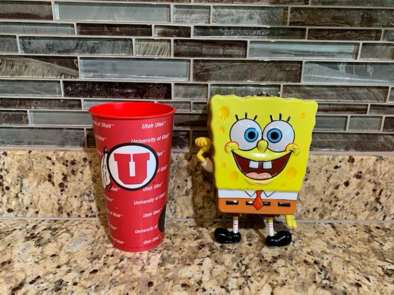 Spongebob Squarepants toy on a counter