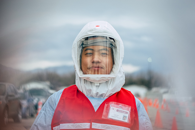  Yihao Qin standing outside in personal protective equipment