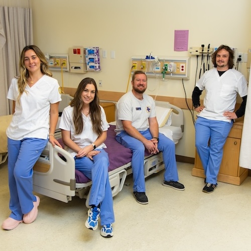 Nurses sitting in a Hospital room