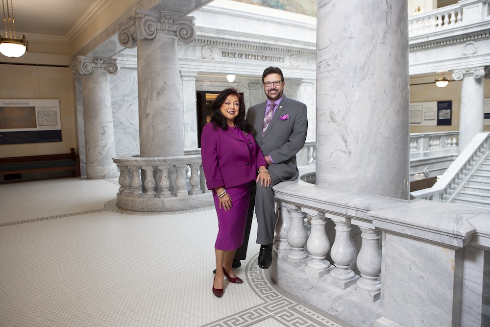 woman and man standing outside of the House of Representatives